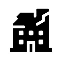 Icon of a damaged building to signify destruction or disrepair