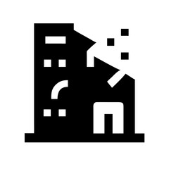 Icon of a damaged building to signify destruction or disrepair