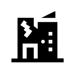 Icon of a damaged building to signify destruction or disrepair