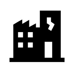 Icon of a damaged building to signify destruction or disrepair