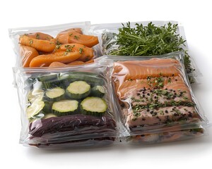 Four pouches of pre-portioned, ready-made meals.