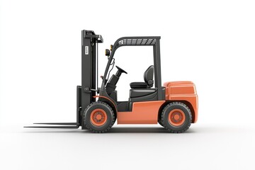 Yellow Forklift Truck isolated on white. Forklift . Construction Vehicle. Industrial Forklift Machine. Heavy Forklift Truck on white. Forklift Truck isolated on white. Logistic and Cargo Concept. 