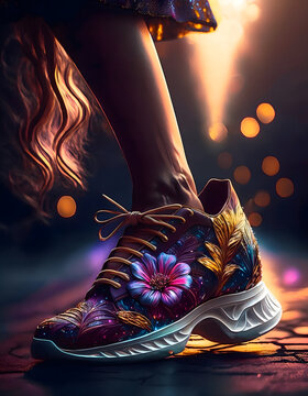 Fantasy Bloom: Floral Design on Women's Casual Shoes