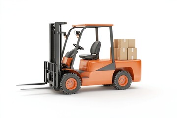Yellow Forklift Truck isolated on white. Forklift . Construction Vehicle. Industrial Forklift Machine. Heavy Forklift Truck on white. Forklift Truck isolated on white. Logistic and Cargo Concept. 