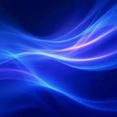 Naklejka premium Soft, flowing waves of blue and violet light create a mesmerizing display in an abstract digital environment, evoking calm and tranquility Generative AI