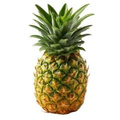 A whole pineapple fruit still life isolated on white background