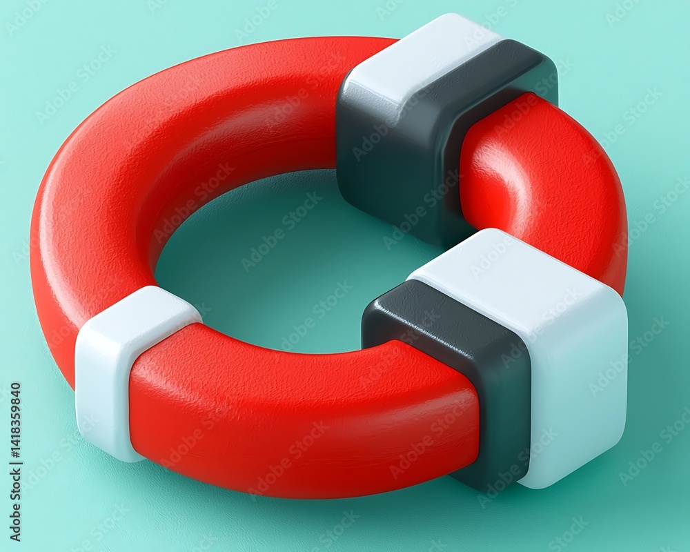 Fototapete geometric circular ring structure with interlocking cubes.