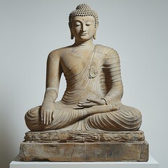 Fototapeta premium Ancient stone sculpture of the seated buddha.