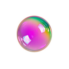 vibrant, iridescent soap bubble with rainbow of colors reflecting on its surface, floating against transparency background. bubble glossy texture and colorful hues create mesmerizing effect