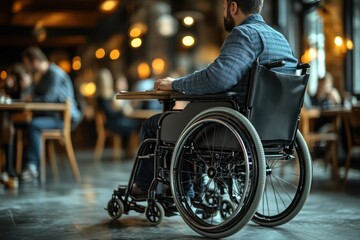 Obraz premium Person in Wheelchair at a Social Gathering Accessibility Inclusion Community Interaction In