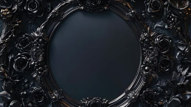 Ornate baroque mirror with intricate floral design and dramatic lighting