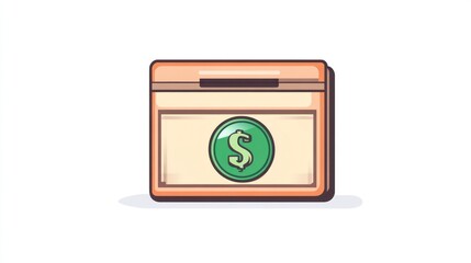 Money Box with Dollar Sign Finance Savings and Wealth Icon for Business Graphics