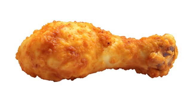Crispy Golden Fried Chicken Drumstick Isolated on Black Background for Culinary and Food Photog
