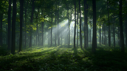 Fototapeta premium Sunlit Path In Green Pixelated Forest