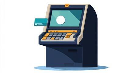 ATM Machine with Card Inserted Modern Banking and Financial Transactions