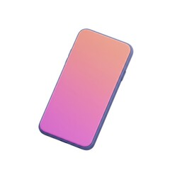 3d smartphone mockup with gradient screen on white isolated on white background