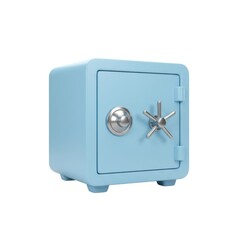 3d blue safe box on white background isolated on white background