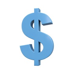 Obraz premium 3d dollar sign illustration: light blue currency symbol isolated on white background