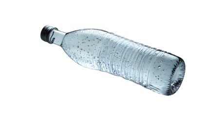 A refreshing plastic water bottle with condensation perfect for hydration themes and product p