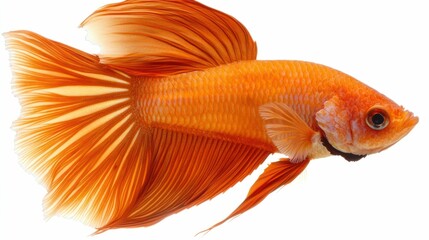 Fototapeta premium Close-up of a vibrant orange betta fish isolated on a white background.