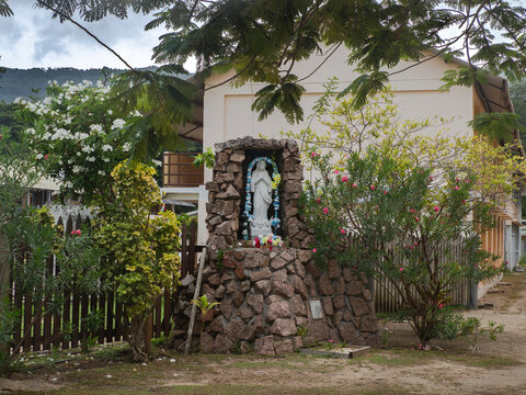 The chapel near to Our Lady of the Assumption Church, La Digue Island, Seychelles, Notre Dame de'l Assomption Church.