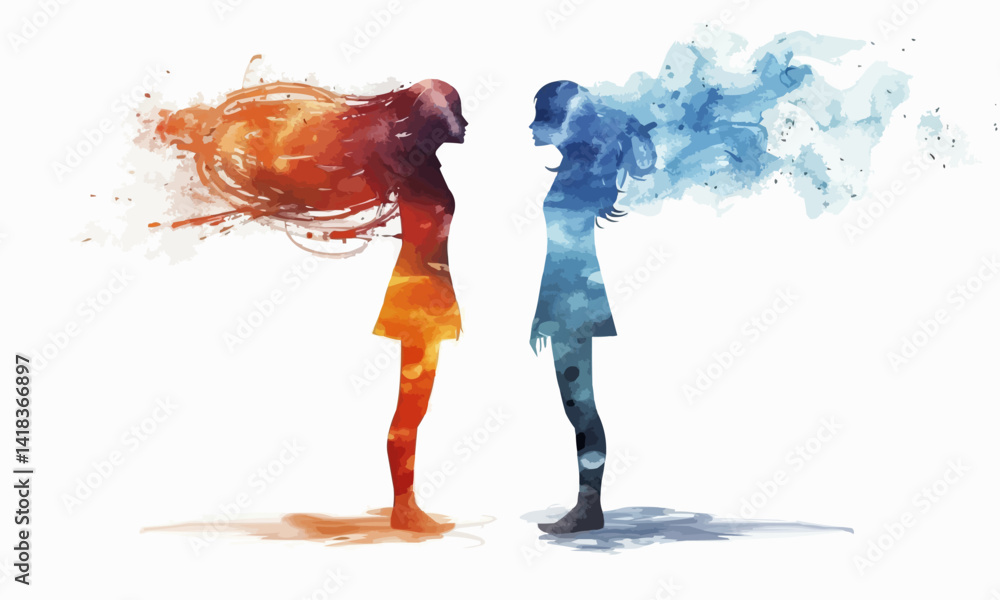 Poster open minded conversation concept. extrovert and introvert