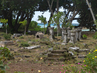 Old french cemetery of Mellon family, 18-19th century, L'Union Estate Plantation, La Digue Island, Seychelles