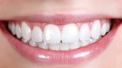 Closeup bright smile healthy white teeth perfect dental oral hygiene