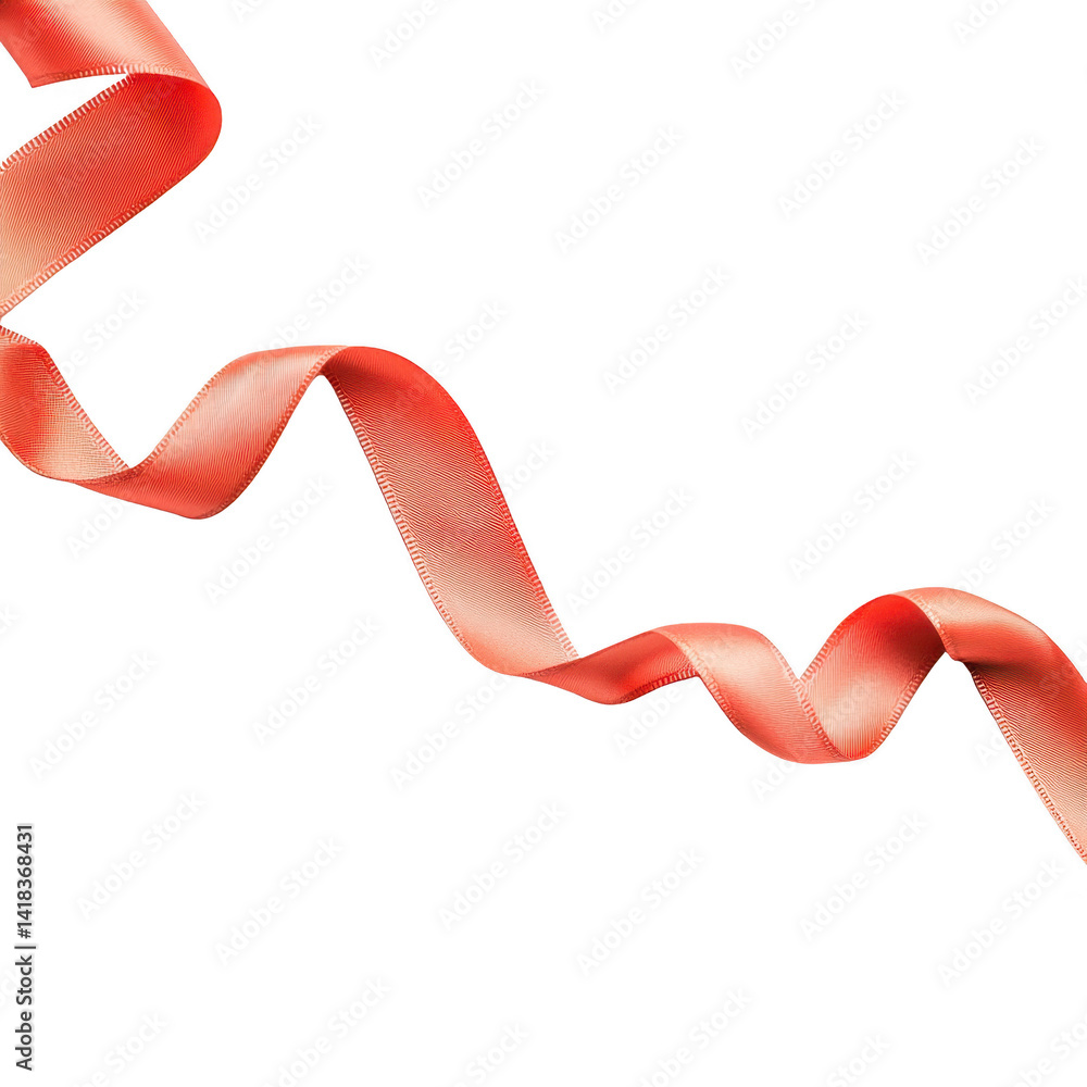 Poster flowing pink ribbon gracefully twists against transparency background, creating sense of elegance an