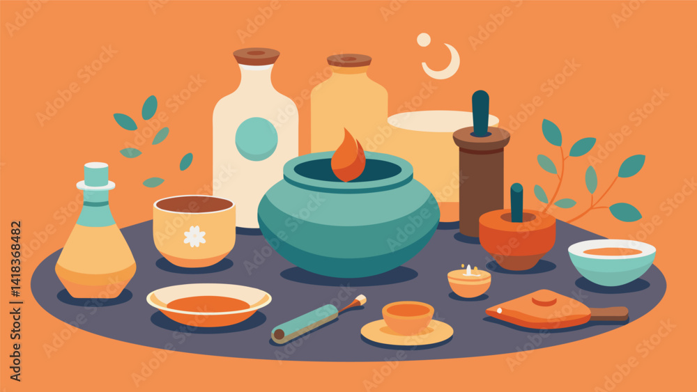 Aufkleber a set of pottery tools laid out on a work table highlighting the intentional and purposeful approach