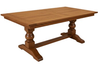 Wooden dining table with legs isolated on white background