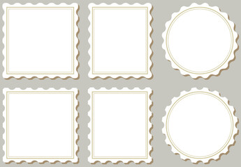 立体的なアンティークな長方形と正方形と丸の切手フレームセット