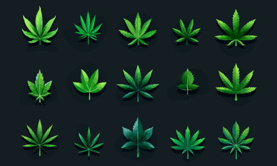 Marijuana leaf icon set. Vector illustration design