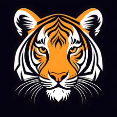 Fototapeta premium Line style tiger face abstract icon symbol vector image