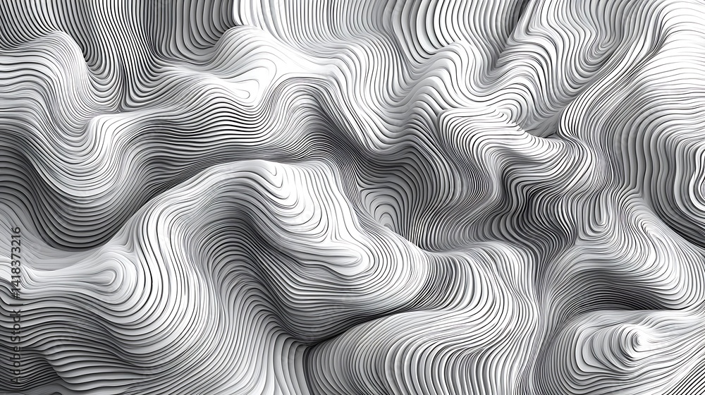 Poster abstract white layered waves, abstract white layered waves create a flowing, serene pattern