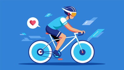 Fototapeta premium Feeling your heart race as you cycle through virtual landscapes and compete against others in a VR spin class.. Vector illustration