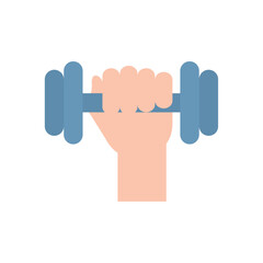 Vector Illustration of a Hand Holding a Blue Dumbbell Representing Strength Training, Gym Exercise, and Fitness Motivation