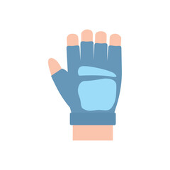 Obraz premium Vector Illustration of a Hand Wearing a Blue Fingerless Gym Glove for Weightlifting, Fitness Training, and Workout Protection