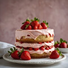 Strawberry Cream Naked Sponge Cake
