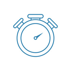Minimalist line art vector illustration of a stopwatch icon representing timing, interval training, and fitness tracking for workouts and sports activities.