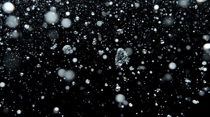 Obraz premium Abstract water droplets with a black background for a clean and fresh feel.