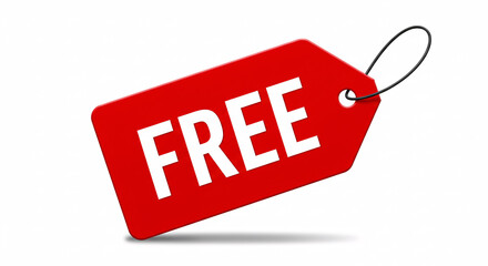 Red Price Tag with &ldquo;FREE&rdquo; Text &ndash; E-commerce and Marketing Promotion Graphic
