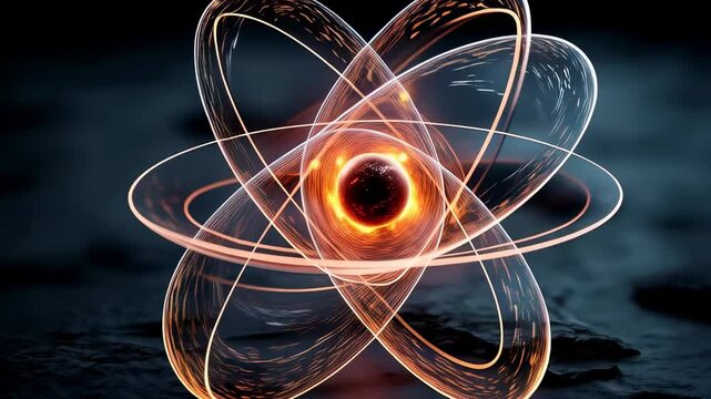 Glowing Atomic Structure with Orbiting Electrons