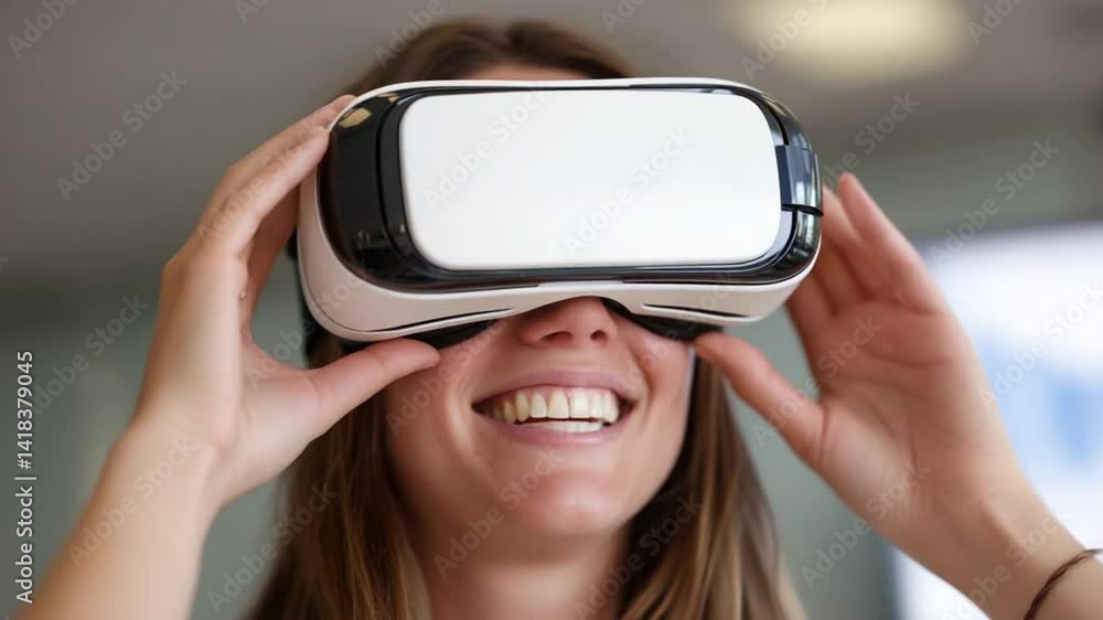 Poster enjoying immersive experiences with a virtual reality headset generative ai