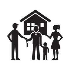 Real Estate Agent Handing Keys Silhouette