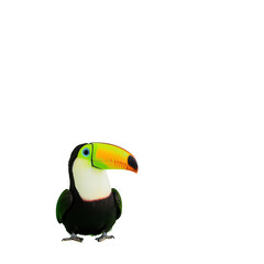 Naklejka premium colorful toucan with vibrant beak stands against plain background, showcasing its striking plumage and unique features. bird bright colors and distinctive appearance make it captivating subject