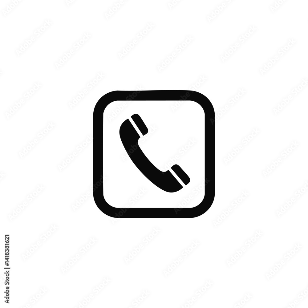 Poster minimalist phone icon inside rounded square shape isolated on white background