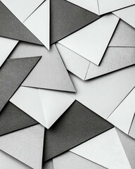 Top-view, Patterns, Texture. Abstract Composition of Triangular Shapes in Grey and White Tones