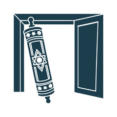 Mezuzah Vector Illustration, Jewish Tradition Icon Mezuzah – Small scroll case tilted at an angle
