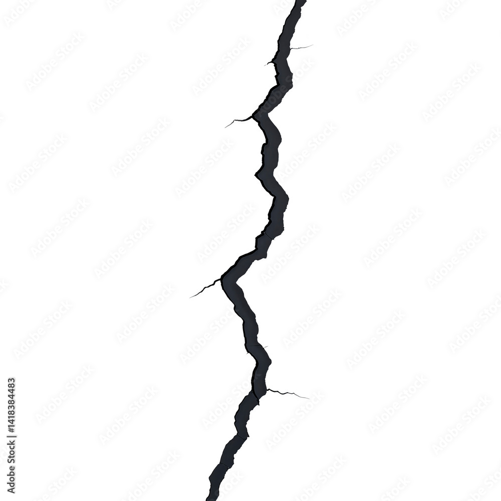 Poster jagged, dark lightning bolt strikes against transparent background, creating dramatic and intense vi